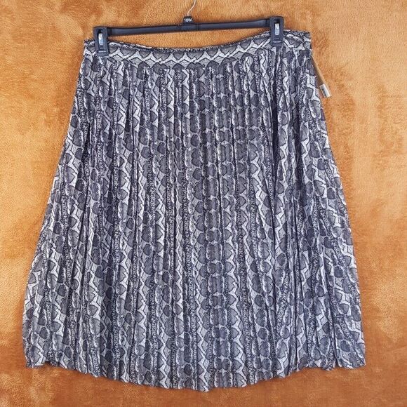 RACHEL ROY Womens Skirt Plus 2X Gray Midi Snakeskin Python Chiffon Pleated - Picture 5 of 8